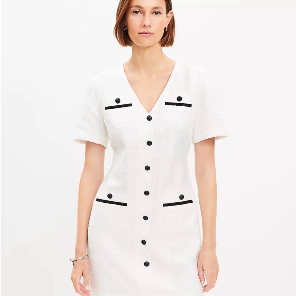 NWT Loft Tweed Short Sleeve Mini Dress Size 6 - Picture 9 of 10